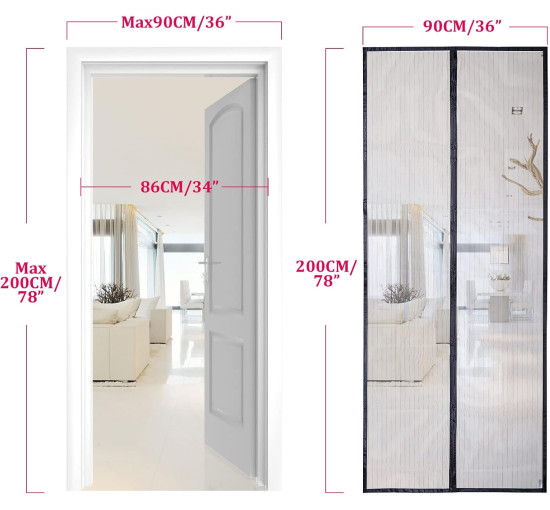 Москитная сетка Apalus BF003 для дверей 90 x 200 см, черная (4040)