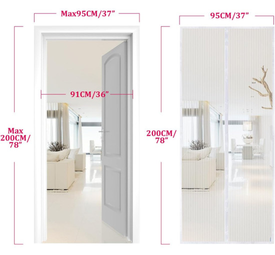 Москітна сітка Apalus BF003 для дверей 95 x 200 см, біла (4041)