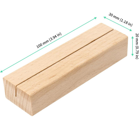 Набір із 12 дерев'яних візитівок FUNSUEI, 10x3x2 см, дерев'яний тримач для карток з місцями, тримач для меню, тримач для листівок (2093)