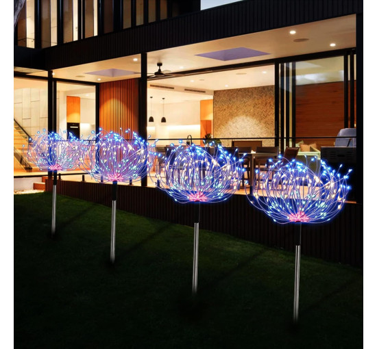 Набір з 4 сонячних садових ліхтарів Axafnev JT00065, сонячні феєрверки, водонепроникна лампа з 8 режимами (0146)