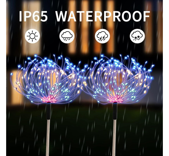 Набір з 4 сонячних садових ліхтарів Axafnev JT00065, сонячні феєрверки, водонепроникна лампа з 8 режимами (0146)