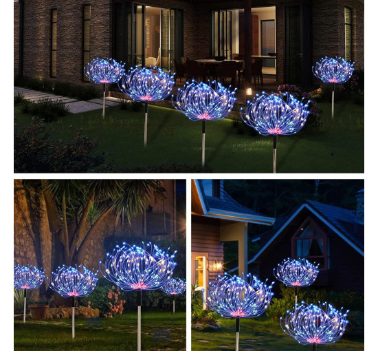 Набір з 4 сонячних садових ліхтарів Axafnev JT00065, сонячні феєрверки, водонепроникна лампа з 8 режимами (0146)