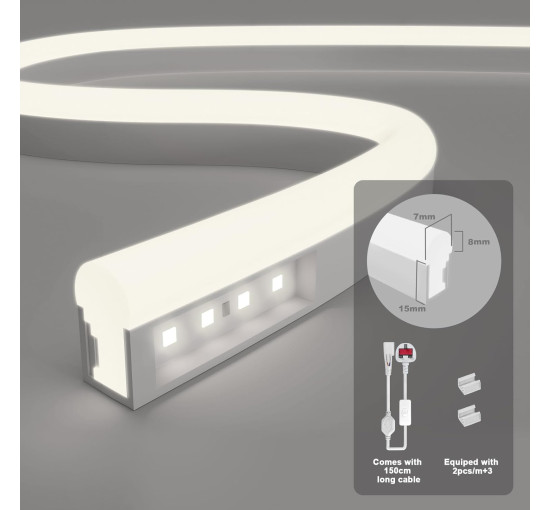 Неонова вулична світлодіодна стрічка KSIBNW 7-D284-UK-4000K-2m, білий (4074)