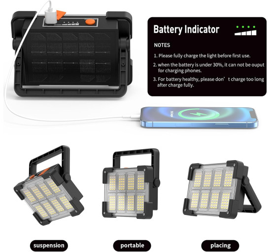 OHAYORI Світлодіодний акумуляторний робочий ліхтар, 30 Вт, 5 В, чорний (5039)