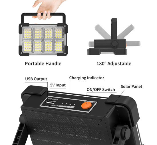 OHAYORI Світлодіодний акумуляторний робочий ліхтар, 30 Вт, 5 В, чорний (5039)