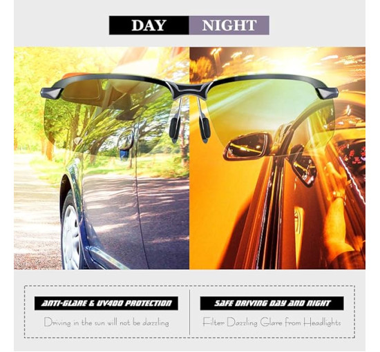 Окуляри для нічного водіння B BLOOMOAK, поляризовані спортивні окуляри нічного бачення - антиблікові, захист від ультрафіолету 400 (2068)