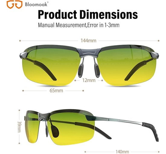 Окуляри для нічного водіння B BLOOMOAK, поляризовані спортивні окуляри нічного бачення - антиблікові, захист від ультрафіолету 400 (2068)