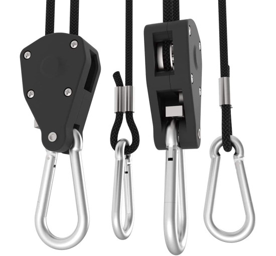 Пара регульованих мотузкових тримачів VIVOSUN для ламп, вантажопідйомність 150 фунтів, розмір 1/8 дюйма (2083)