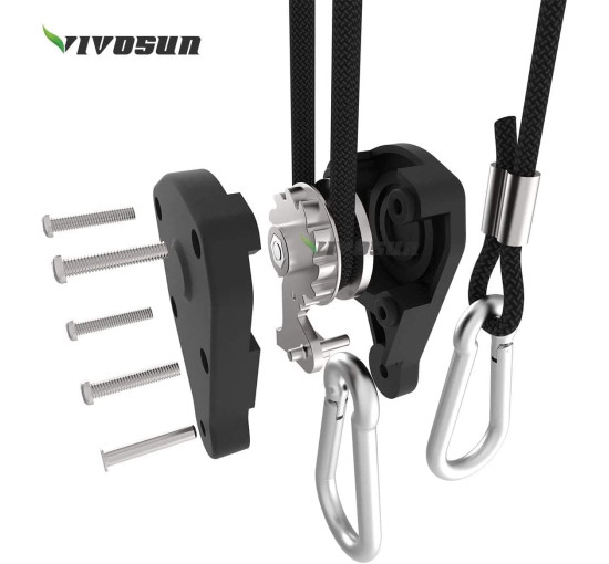 Пара регульованих мотузкових тримачів VIVOSUN для ламп, вантажопідйомність 150 фунтів, розмір 1/8 дюйма (2083)