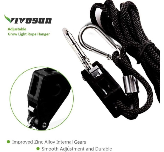 Пара регульованих мотузкових тримачів VIVOSUN для ламп, вантажопідйомність 150 фунтів, розмір 1/8 дюйма (2083)