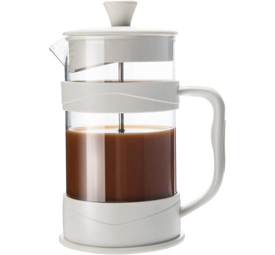 PARACITY Кавоварка/чайник French Press, для кемпінгу з фільтром з нержавіючої сталі 304 та термостійким склом, білий (5118)