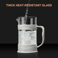 PARACITY Кофеварка/чайник French Press, для кемпинга с фильтром из нержавеющей стали 304 и термостойким стеклом, белый (5118)