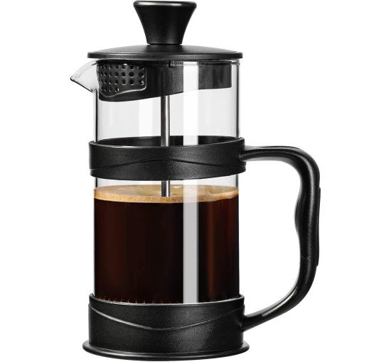 PARACITY Кавоварка/чайник French Press, для кемпінгу з фільтром з нержавіючої сталі 304 та термостійким склом, чорний (5119)