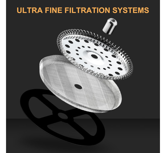 PARACITY Кавоварка Coffee Press 1000 мл, кавоварка на 4 чашки, френч-прес з 3 фільтрами, чорний (5120)