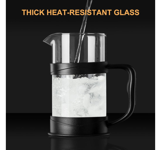 PARACITY Кавоварка Coffee Press 1000 мл, кавоварка на 4 чашки, френч-прес з 3 фільтрами, чорний (5120)