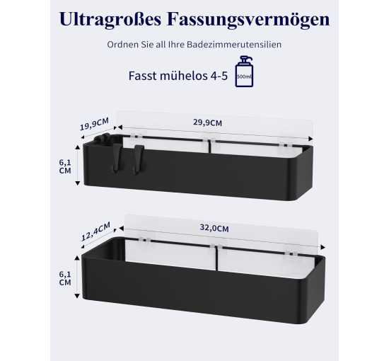 Полиця для душу Kitsure 4027BL,  упаковка з 2 нержавіючих органайзерів для ванної кімнати (2087)