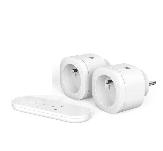 Програмована розетка SURNICE 16A з дистанційним керуванням, радіусом дії 40 м, Plug and Play, 2 розетки та 1 пульт, білі (2107)