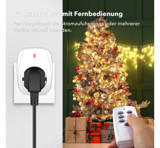 Радіорозетки HBN BNC-50/G89R-1-2з 1 пультом дистанційного керування, комплект вилок (2 шт) з дистанційним керуванням 16 A/3680 Вт, білі (0121)