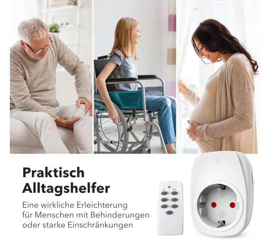 Радіорозетки HBN BNC-50/G89R-1-2з 1 пультом дистанційного керування, комплект вилок (2 шт) з дистанційним керуванням 16 A/3680 Вт, білі (0121)