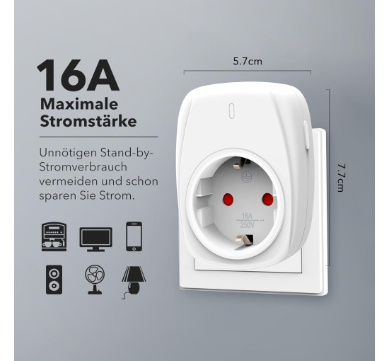 Радіорозетки HBN ‎BNC - 50/G89R з 1 пультом дистанційного керування 16 A/3,680 Вт, Комплект вилок (3шт) з дистанційним керуванням, білі (0127)