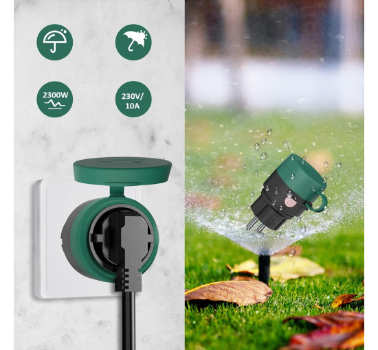 Радіорозетки SURNICE з дистанційним керуванням для зовнішнього використання, комплект розеток IP44 1 +2, 2300 Вт 1пульт (2110)