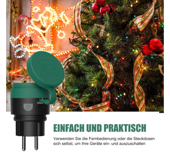 Радіорозетки SURNICE з дистанційним керуванням для зовнішнього використання, комплект розеток IP44 1 +2, 2300 Вт 1пульт (2110)