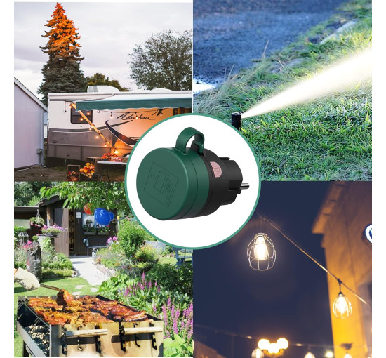 Радіорозетки SURNICE з дистанційним керуванням для зовнішнього використання, комплект розеток IP44 1 +2, 2300 Вт 1пульт (2110)