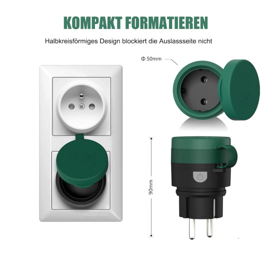Радіорозетки SURNICE з дистанційним керуванням для зовнішнього використання, радіус дії 80 м, 2300 Вт, комплект 3 розетки + 1 д/к (2111)