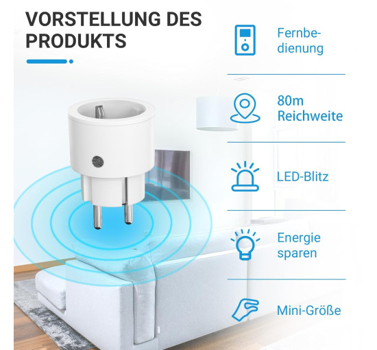 Радіорозетки SURNICE з пультом дистанційного керування, радіус дії 80 м, 10 А, 2300 Вт, міні-радіорозетка, біла (2102)