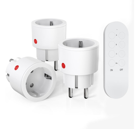 Розетки SURNICE SNR3006 з пультом дистанційного керування, 10 A/2300 Вт, дальність дії 40 м, радіорозетки з пультом, білі (2096)