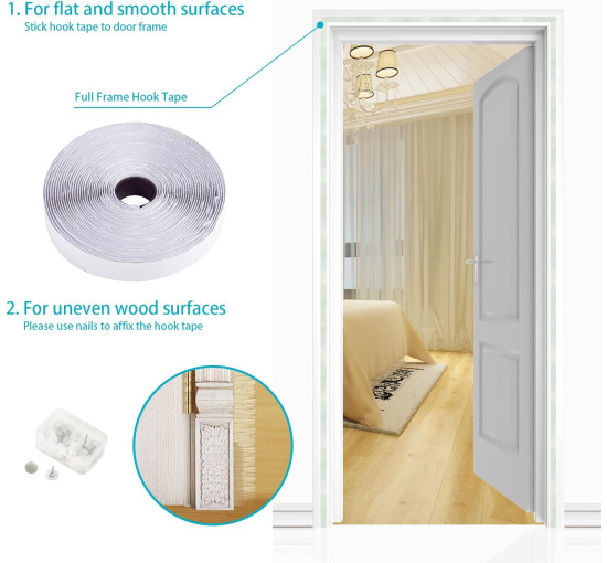 Сітка від комах Apalus BF003 для дверей, магнітний захист від комах, ідеально підходить для балконних дверей, 140 x 240 см, білий (0181)