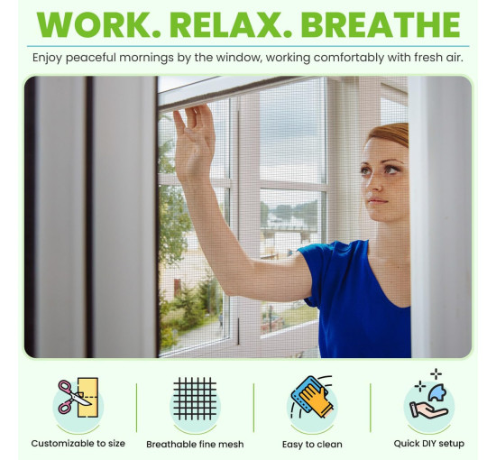 Сітка від комах Apalus BF005, можна розрізати на вікна розміром до 110 x 130 см, чорна (4060)