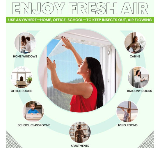 Сітка від комах Apalus BF005, можна розрізати на вікна розміром до 110 x 130 см, чорна (4060)