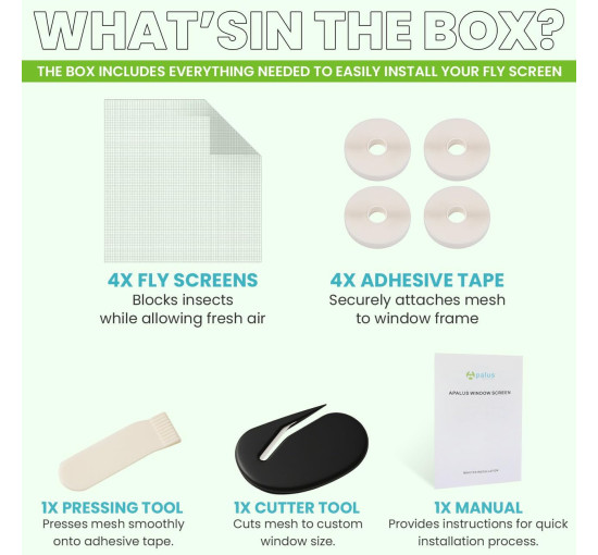 Сітка від комах Apalus BF005, можна розрізати на вікна розміром до 110 x 130 см, чорна (4060)