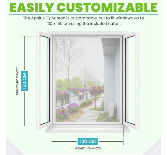 Сітка від комах Apalus BF005, можна розрізати на вікна розміром до 130 x 150 см, білий (4061)