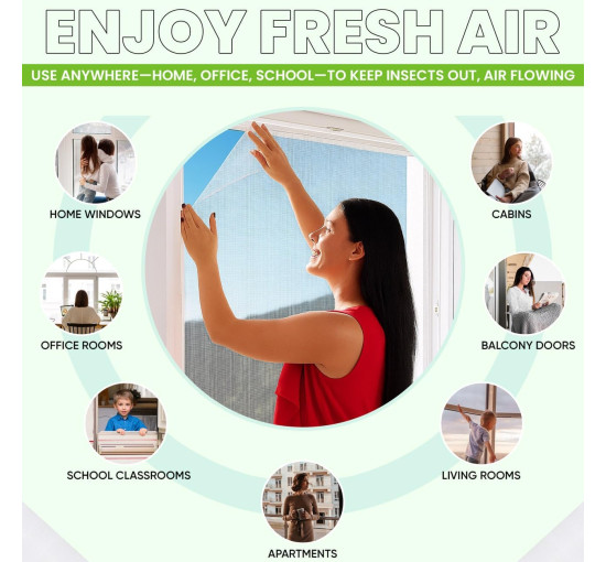 Сітка від комах Apalus BF005, можна розрізати на вікна розміром до 130 x 150 см, білий (4061)