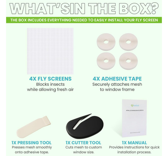 Сітка від комах Apalus BF005, можна розрізати на вікна розміром до 130 x 150 см, білий (4061)