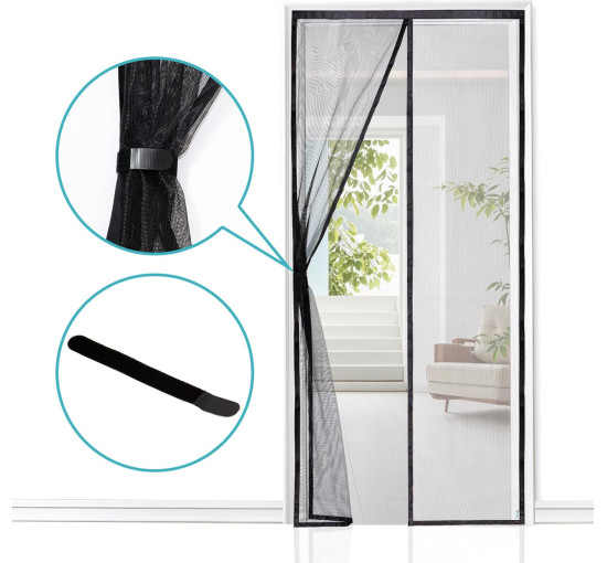 Сітка від комах Apalus Prime ‎BF003 для балконних дверей, магнітний захист від комах, 80 x 200 см,  верхня частина на липучці 3,8 см (0163)