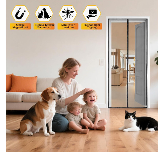 Сітка від комах HOOMEE HSD-001 LightView для балконних дверей, 110 x 220 см, чорна (4047)