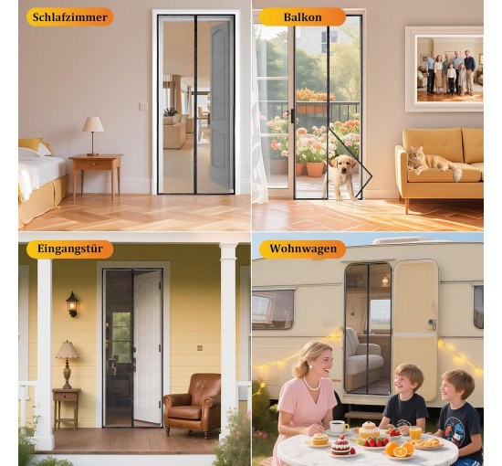 Сітка від комах HOOMEE HSD-001 LightView для балконних дверей, 110 x 220 см, чорна (4047)