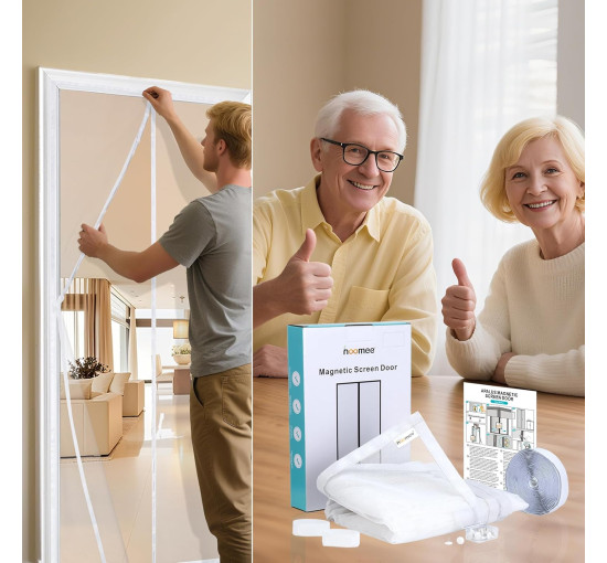 Сітка від комах HOOMEE HSD-001 LightView для балконних дверей, 90 x 200 см, білий (4049)