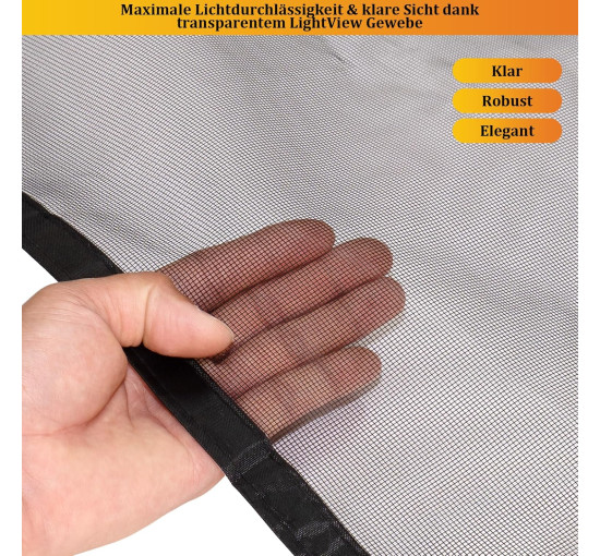 Сітка від комах HOOMEE HSD-001 LightView для балконних дверей, 95 x 200 см, чорна (4057)