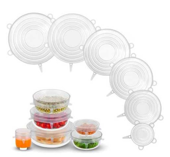 Силіконові універсальні кришки 12 шт, Silicon Cap, колір Рандом, Набір універсальних кришок для посуду (0199)