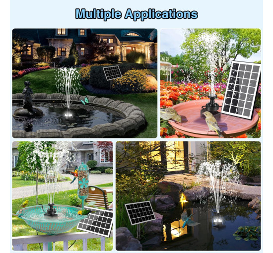 Сонячний фонтан SZMP SP29D2 для купання птахів потужністю 3,5 Вт, білий (3035)