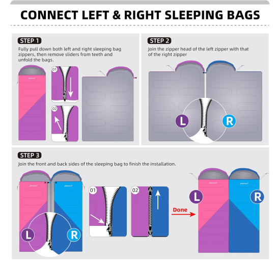 Спальний мішок Clostnature ‎SD-001 для дорослих та дітей - легкий кемпінговий спальний мішок для дівчаток, хлопчиків, молоді, фіолетовий (2062)