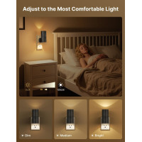 Світлодіодні нічники Likelgn NL-CY3K-BK-2PC з регульованою яскравістю, чорний (4092)