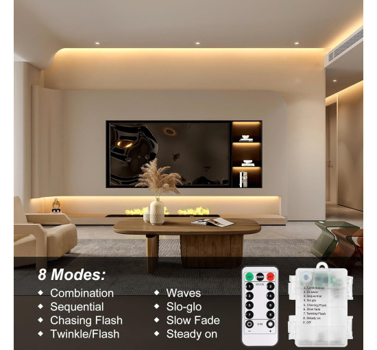 Світлодіодні стрічки CCILAND WW-102 3м на батарейках з пультом дистанційного керування, теплий білий (4109)