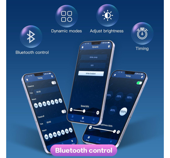 Світлодіодні світильники для кухні під шафою, Wobsion 5м CL07-3000. Bluetooth та ІЧ-пульт дистанційного керування, яскраві 1500 лм (0054)