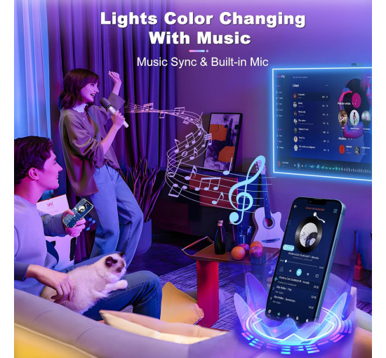 Світлодіодна стрічка Realky ‎HX-DD-006 10 метрів, RGB світлодіодні стрічки з дистанційним керуванням та застосунком (0064)