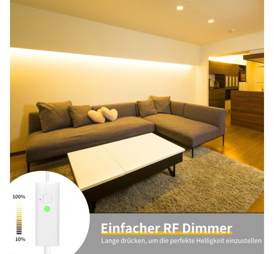 Світлодіодна стрічка WOBANE CS05-3000 5м. теплий білий, з регульованою яскравістю, з таймером, 12 В світлодіодна стрічка з пультом дистанційного керування (0051)